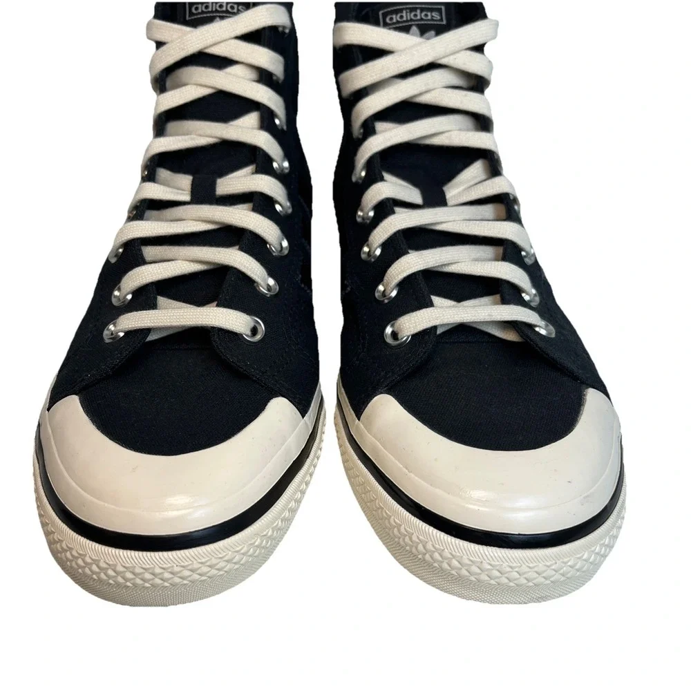 ADIDAS Nizza RF74 Mens 9.5 Black Cream White High Top Comfort Board Shoes GX8488